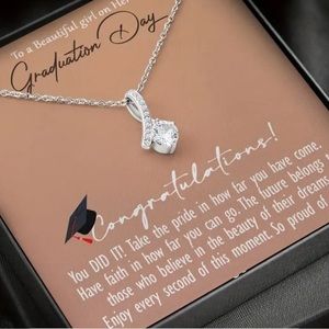Graduation day necklace for her! Silver cubic zirconia traditional gift
